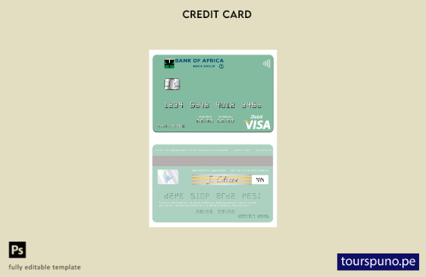 lista para imprimir plantilla de tarjeta de débito visa del Banco de África de M